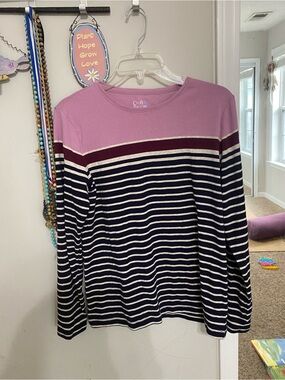 Like New Croft & Barrow Pink Striped Classic Long Sleeved Tee